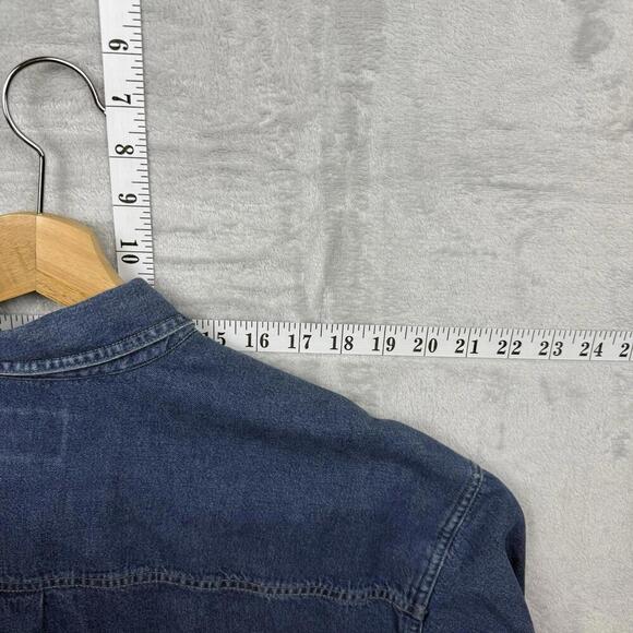 VTG Eddie Bauer Denim Button-Up Shirt Men Sz XL Tall Long Sleeve Pocket Western - Picture 11 of 12